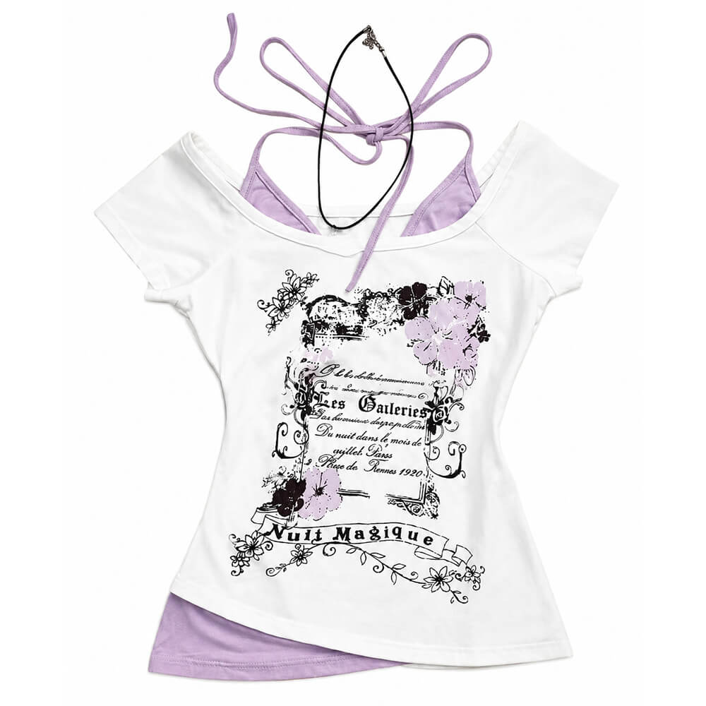 Y2K Halter Layered T-Shirt