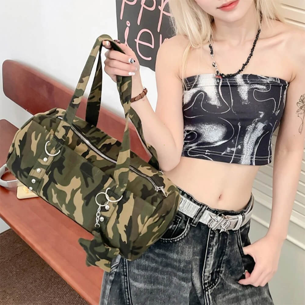 Y2K Camo Bag with Star Charm