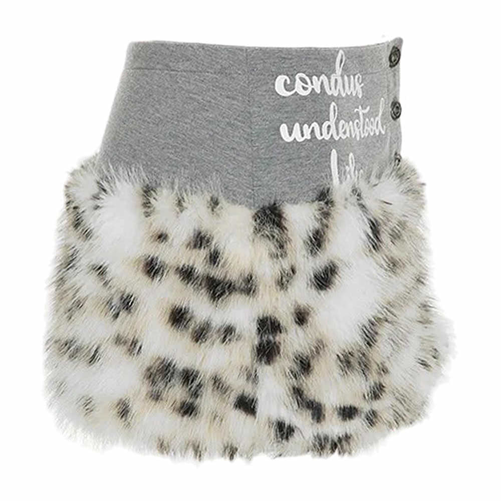 Y2K Leopard Fur Mini Skirt
