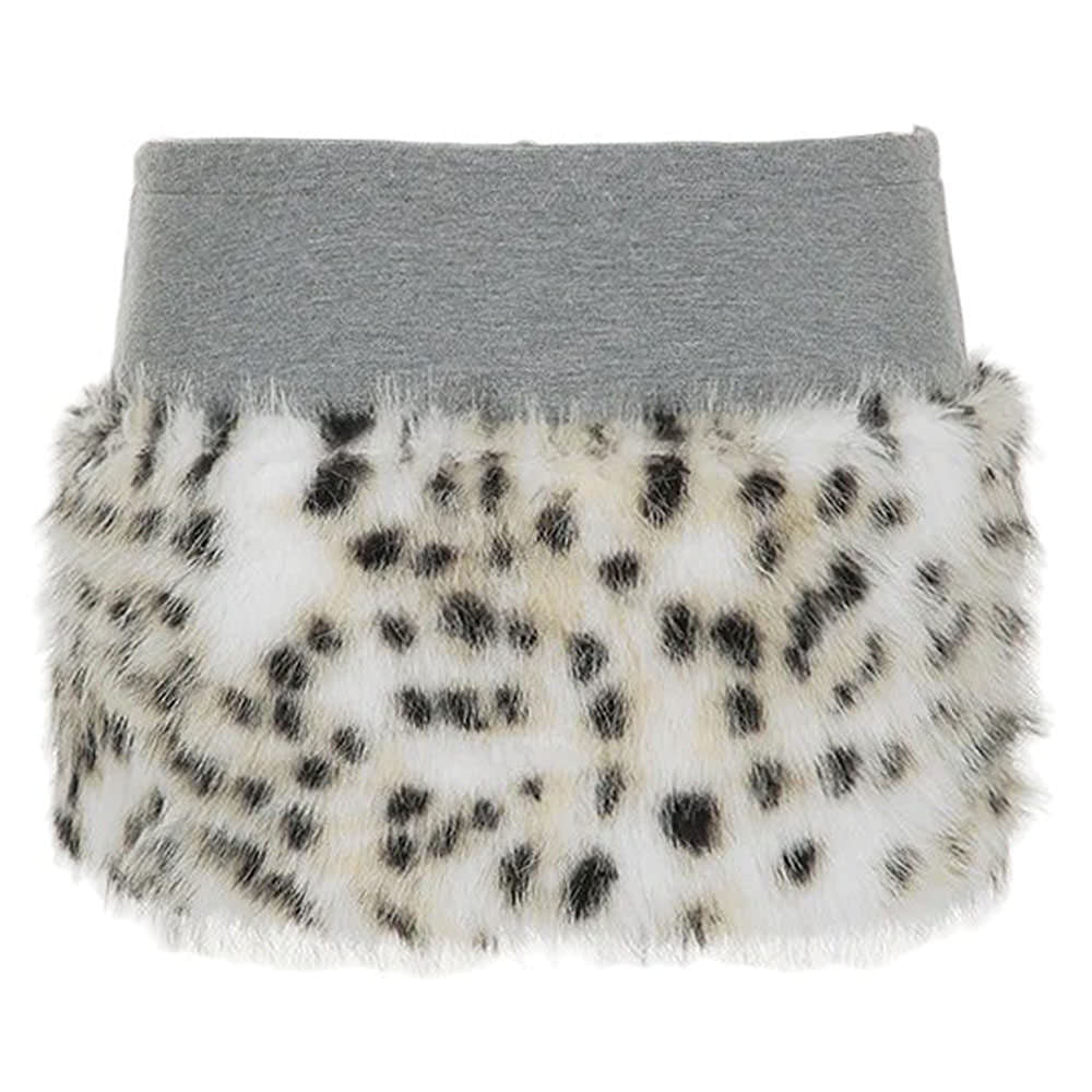 Y2K Leopard Fur Mini Skirt