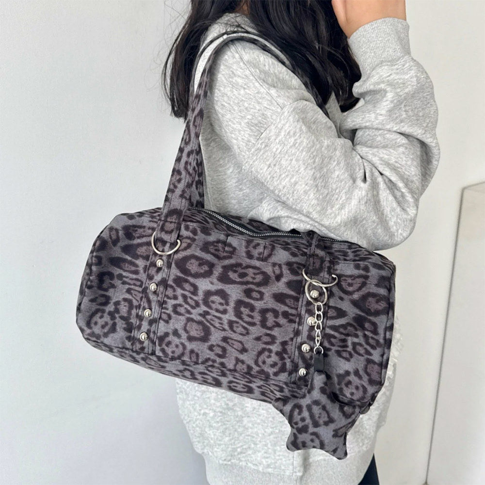 Y2K Leopard Print Bag with Star Charm