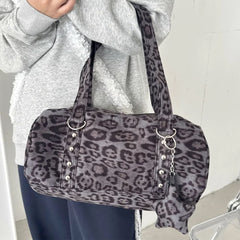 Y2K Leopard Print Bag with Star Charm