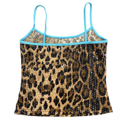 Y2K Leopard Print Sequin Tank Top