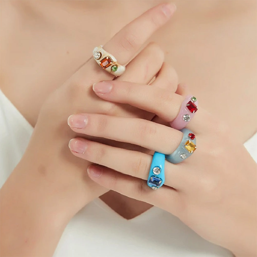 Y2K Rhinestone Acrylic Ring