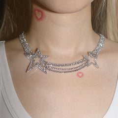 Y2K Style Crystal Star Necklace