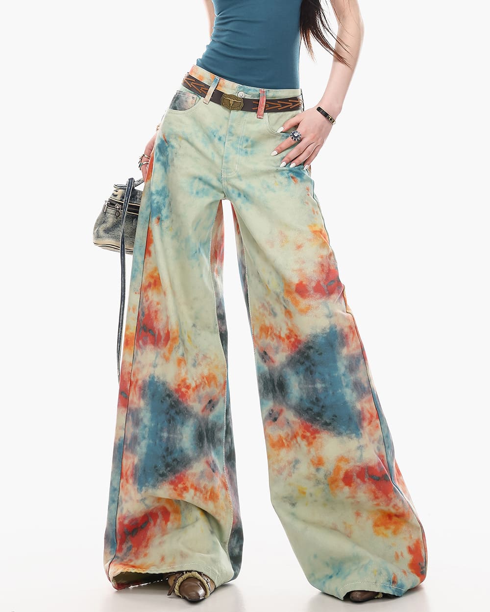 Y2K Chaos Era Tie Dye Wide Leg Jeans