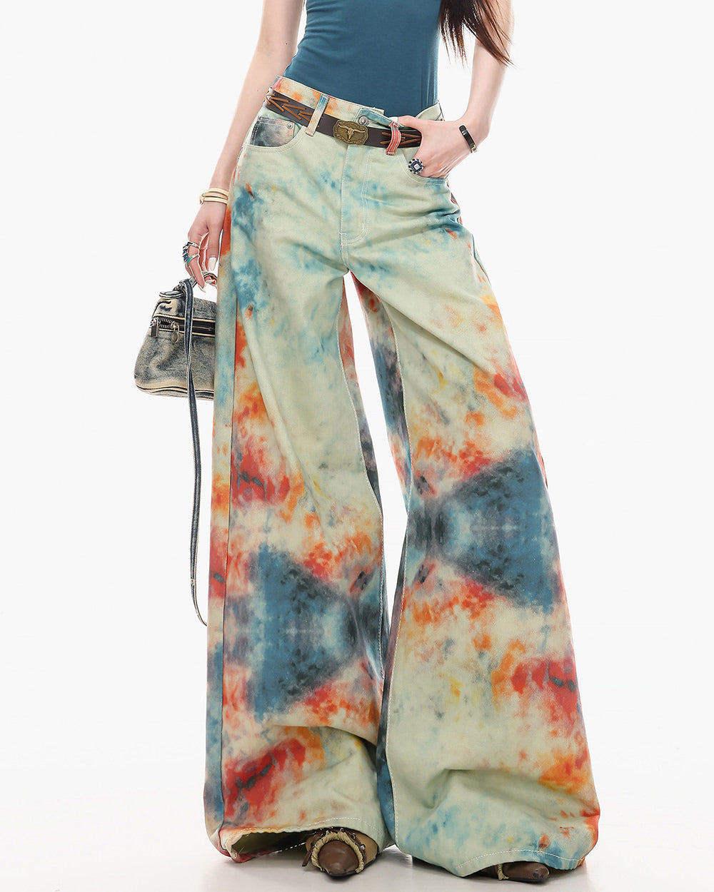 Y2K Chaos Era Tie Dye Wide Leg Jeans