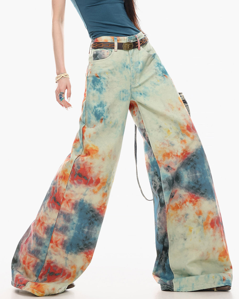 Y2K Chaos Era Tie Dye Wide Leg Jeans