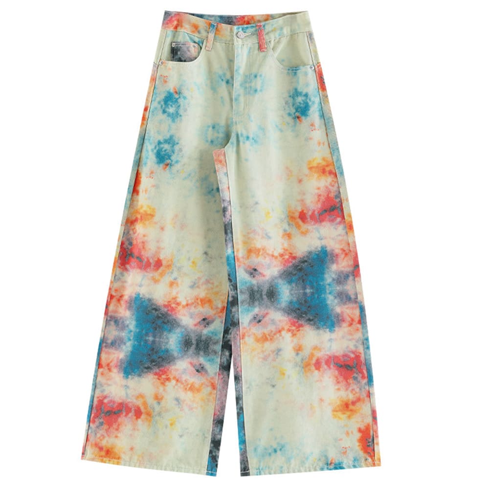 Y2K Chaos Era Tie Dye Wide Leg Jeans