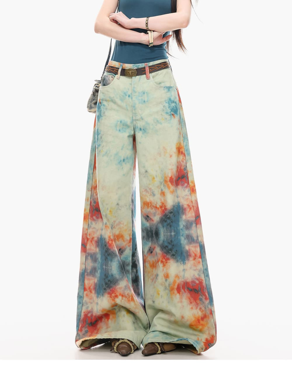 Y2K Chaos Era Tie Dye Wide Leg Jeans